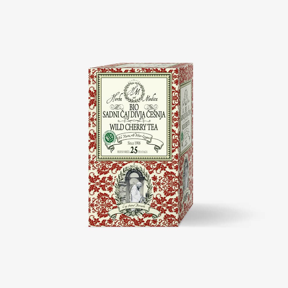 Ekološki čaj iz divje češnje od Herba Medica z 25 čajnimi vrečkami