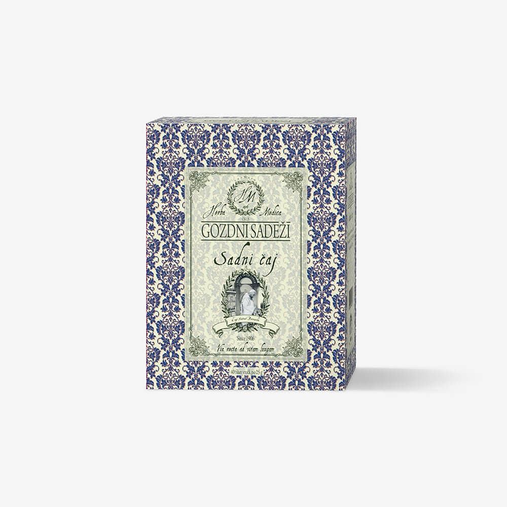 Herba Medica zeliščni čaj iz gozdnih sadežev z vintage cvetličnim motivom