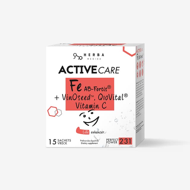 ACTIVECARE | Fe AB-Fortis®, Vitamin C, Q10Vital®, VinOseed™ NAPITEK, 15 vrečk