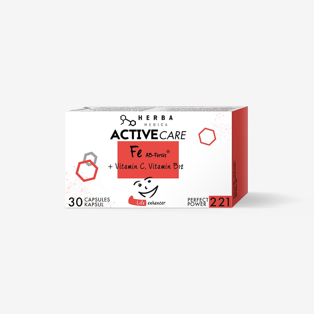 Herba Medica ActiveCare Fe AB-Fortis kapsule z vitaminom C, B12
